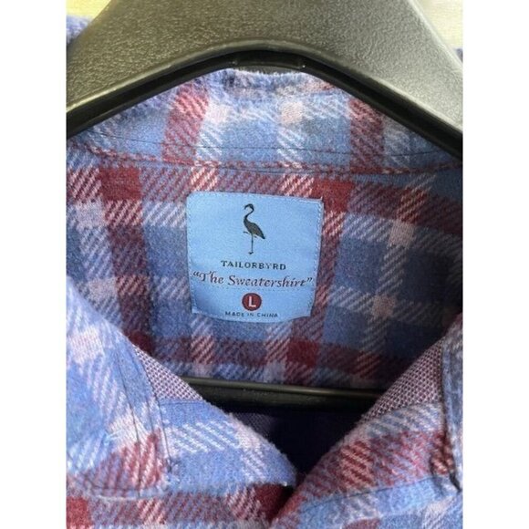 Tailorbyrd Plaid Button-Up Shirt "The Sweatertshirt" Blue/Red Check Men's‎ Large - Picture 3 of 15